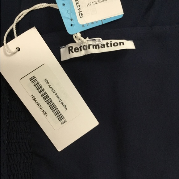 Reformation Navy Strapless Dress - Picture 4 of 5